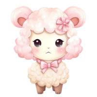 AI generated Cute Pink Little Sheep Watercolor Clipart Illustration png