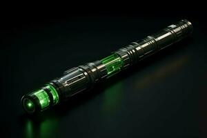 AI generated Green lightsaber equipment. Generate ai photo