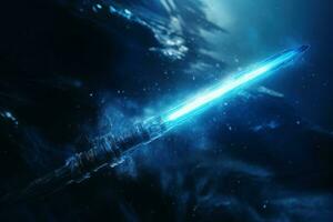 AI generated Blue cosmic lightsaber weapon. Generate ai photo