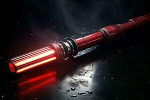 AI generated Red lightsaber. Generate ai photo