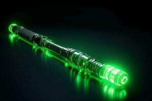 AI generated Green lightsaber blade. Generate ai photo