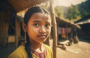 AI generated Nepali village girl. Generate ai photo