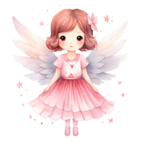 AI generated Cute Pink Baby Fairy Watercolor Clipart Illustration png