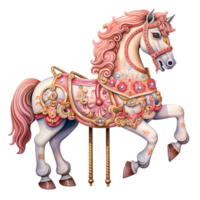 ai gegenereerd schattig carrousel paard waterverf clip art illustratie png