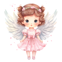 AI generated Cute Pink Baby Fairy Watercolor Clipart Illustration png