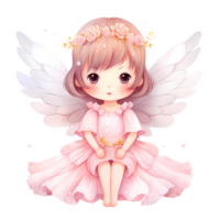 AI generated Cute Pink Baby Fairy Watercolor Clipart Illustration png