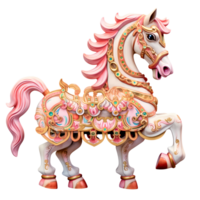 AI generated Cute Carousel Horse Watercolor Clipart Illustration png