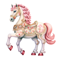 AI generated Cute Carousel Horse Watercolor Clipart Illustration png