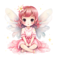 AI generated Cute Pink Baby Fairy Watercolor Clipart Illustration png