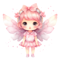 AI generated Cute Pink Baby Fairy Watercolor Clipart Illustration png