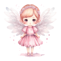 AI generated Cute Pink Baby Fairy Watercolor Clipart Illustration png