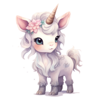 AI generated Cute Pastel Baby Unicorn Watercolor Clipart Illustration png