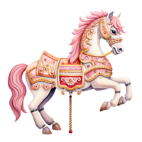 ai généré mignonne carrousel cheval aquarelle clipart illustration png