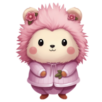 AI generated Cute Hedgehog Pink Valentine Clipart Illustration png