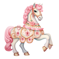 ai gegenereerd schattig carrousel paard waterverf clip art illustratie png