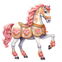 AI generated Cute Carousel Horse Watercolor Clipart Illustration png