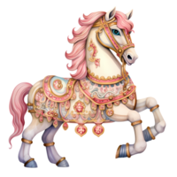 ai gegenereerd schattig carrousel paard waterverf clip art illustratie png