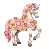 AI generated Cute Carousel Horse Watercolor Clipart Illustration png