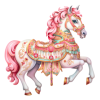 AI generated Cute Carousel Horse Watercolor Clipart Illustration png