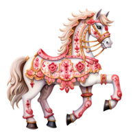 ai gegenereerd schattig carrousel paard waterverf clip art illustratie png