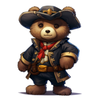 AI generated Cute Pirate Baby Bear Clipart Illustration png