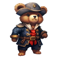 AI generated Cute Pirate Baby Bear Clipart Illustration png