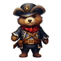 AI generated Cute Pirate Baby Bear Clipart Illustration png