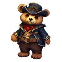 AI generated Cute Pirate Baby Bear Clipart Illustration png