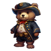 AI generated Cute Pirate Baby Bear Clipart Illustration png