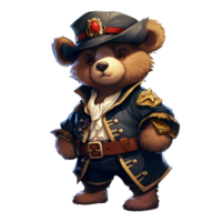 AI generated Cute Pirate Baby Bear Clipart Illustration png