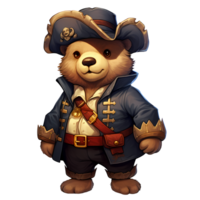 ai generato carino pirata bambino orso clipart illustrazione png