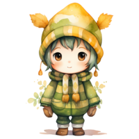 AI generated Cute Elf Child Watercolor Clipart Illustration png