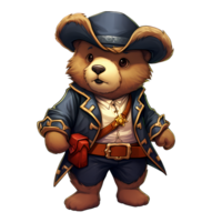 ai généré mignonne pirate bébé ours clipart illustration png