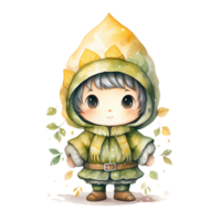 AI generated Cute Elf Child Watercolor Clipart Illustration png