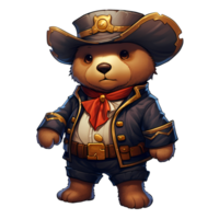 AI generated Cute Pirate Baby Bear Clipart Illustration png