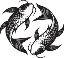 Koi Fish Sketch Drawing. vector