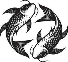 Koi Fish Sketch Drawing. vector