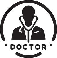 médico logo vector silueta, médico icono llenar negro color 8