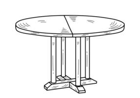 Sketch of a four post extendable table. Desk, diet table, desktop, kitchen table. Piece of furniture vector