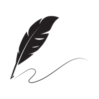 AI generated feather quill pen with signatures flat icon for apps and websites Pro Vector png