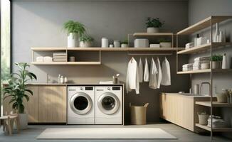 AI generated how to make a laundry room for maximum efficiency without washing multiple loads of photo