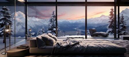 AI generated the lux villa alpine view photo