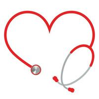 Red stethoscope in the shape of a heart vector