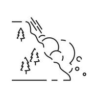 Snow natural avalanche or snow slide disaster icon. Web element, design winter line icon on white background. vector