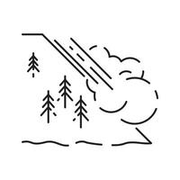 Snow natural avalanche or snow slide disaster icon. Web element, design winter line icon on white background. vector