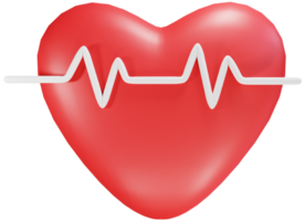 Heart with electrocardiogram. Medical and healthcare, hospital and doctor concept. 3D PNG. png