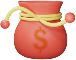 rojo suerte bolso para prosperidad y rico en chino nuevo año. 3d dibujos animados. png