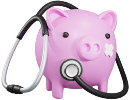 Home financial health check, financial problem concept. Piggybank with stethoscope. png