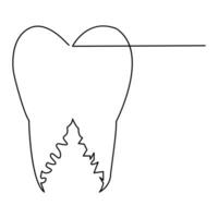 Teeth single line continuous  outline vector art drawing and simple one line teeth minimalist design