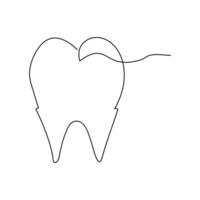 Teeth single line continuous  outline vector art drawing and simple one line teeth minimalist design